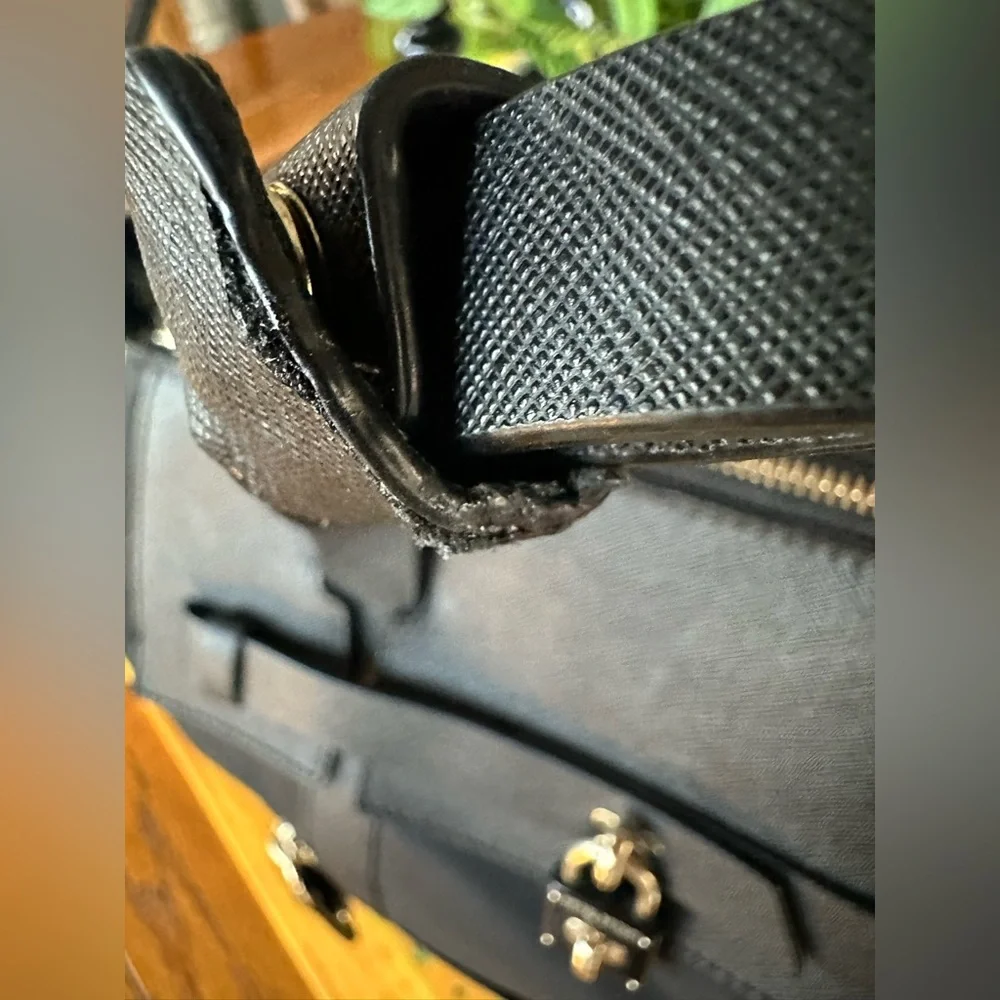 Henri Bendel Jetsetter 3 Way Convertible Backpack Black w/ Saffiano Leather Trim